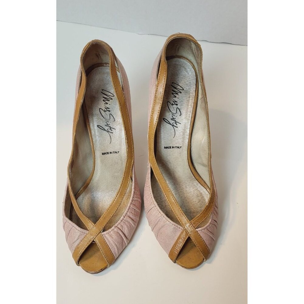 Miss Sixty Peep Toe Slip On Leather Heels Size 9 - Picture 2 of 7